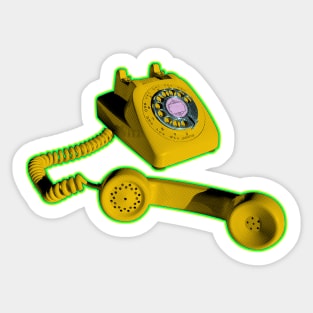 Classic Rotary Phone in Yellow Sticker